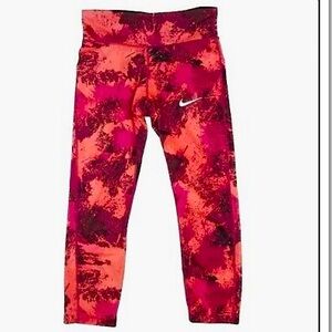 Nike Women's Power Essential Crop Leggings Dri-Fit Pink Multi-Color New Size: S